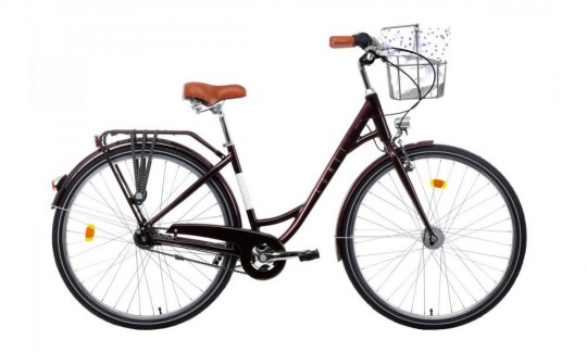 rower miejski romet pop art lux bordowy