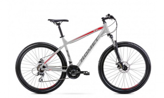 rower gorski romet rambler r71 2024 srebrno czerwono grafitowy