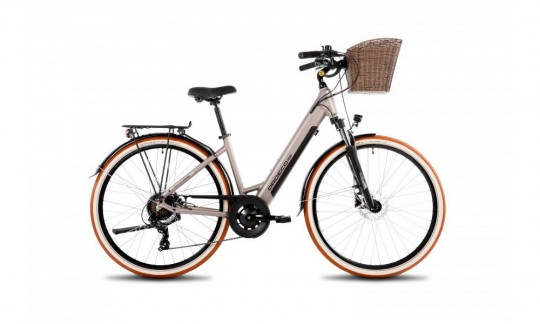 rower miejski elektryczny proeco by romet wave an 10 2025 koszyk szampanski
