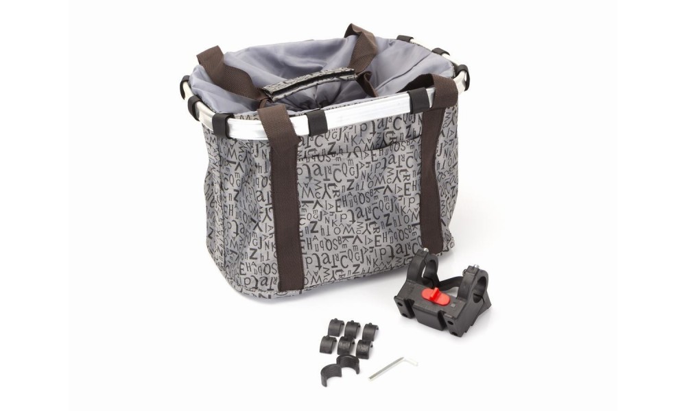 Kosz rowerowy Romet przód tekstylny HB-142 alu szary