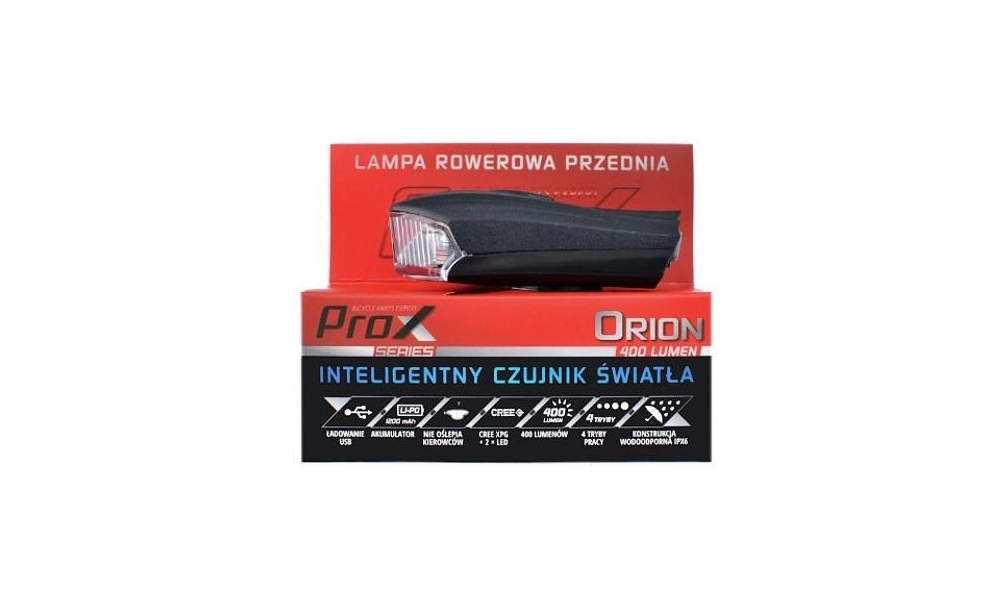 Lampa przednia Prox Orion 1x Cree+ 2x Led 400Lm USB