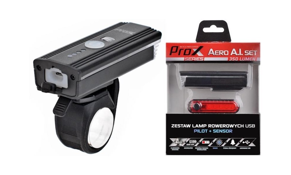 Lampa zestaw Prox Aero A.I. SET 350LM USB + sensor + dzwonek