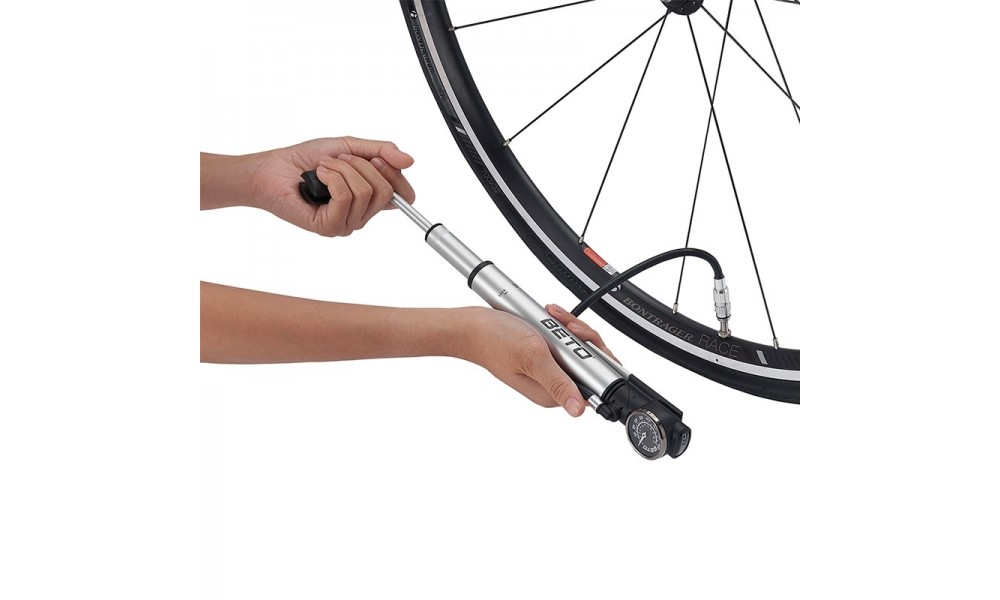 Pompka rowerowa Beto CCO-017AGLN teleskopowa alu z manometrem