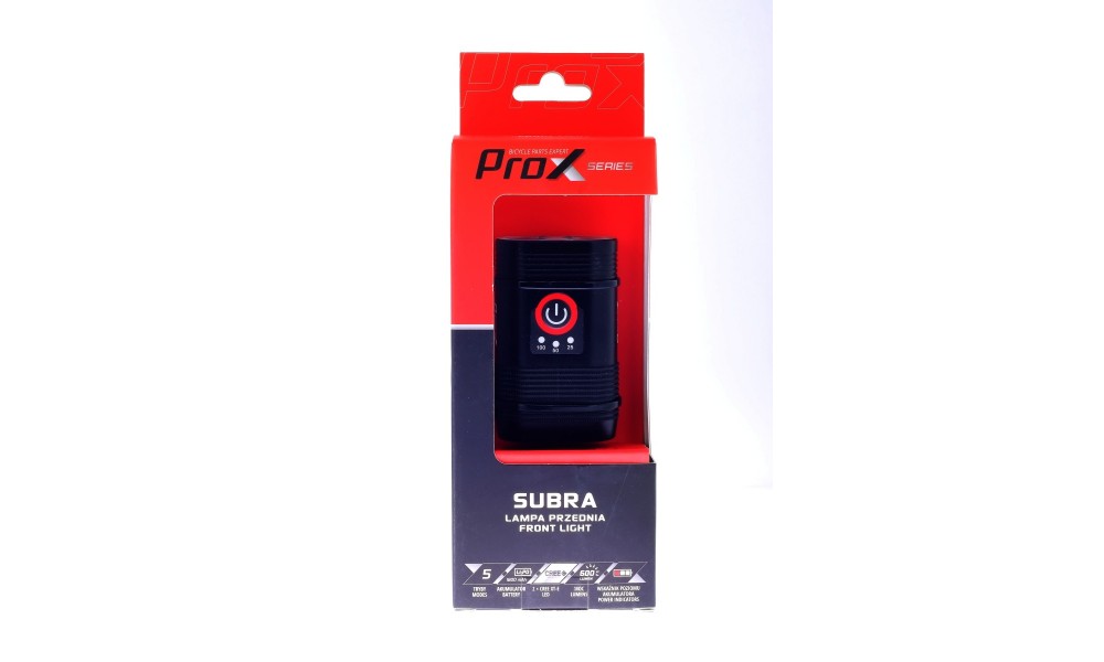 Lampa przód Prox Subra USB 600Lumenów 1800mAh