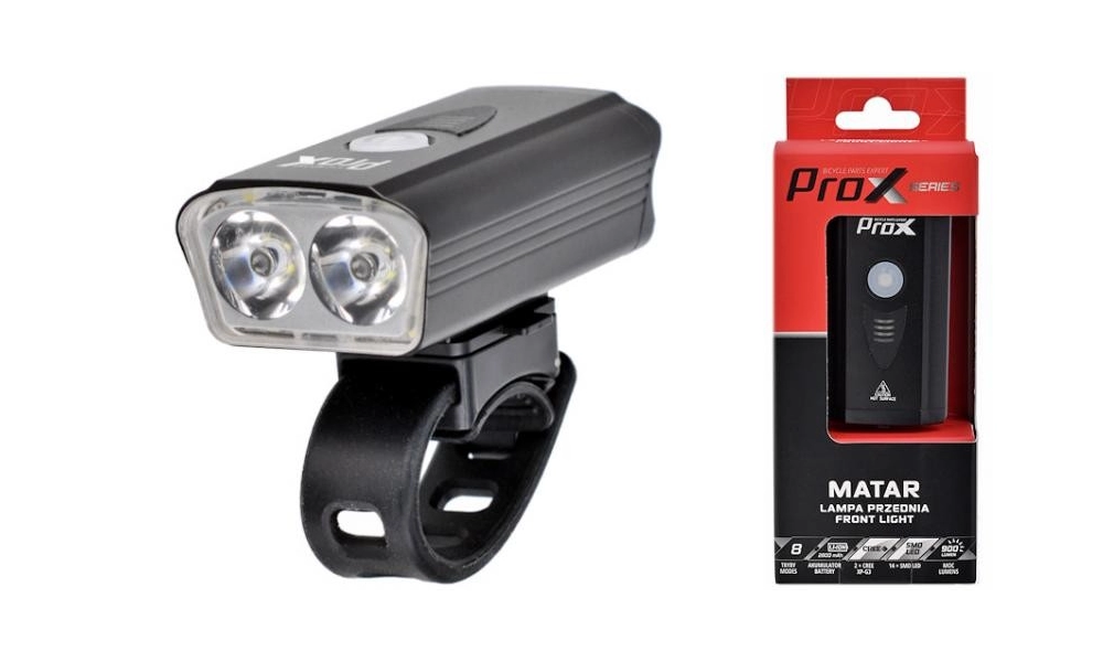 Lampa przód Prox Matar LED 900lm 2800mAh USB