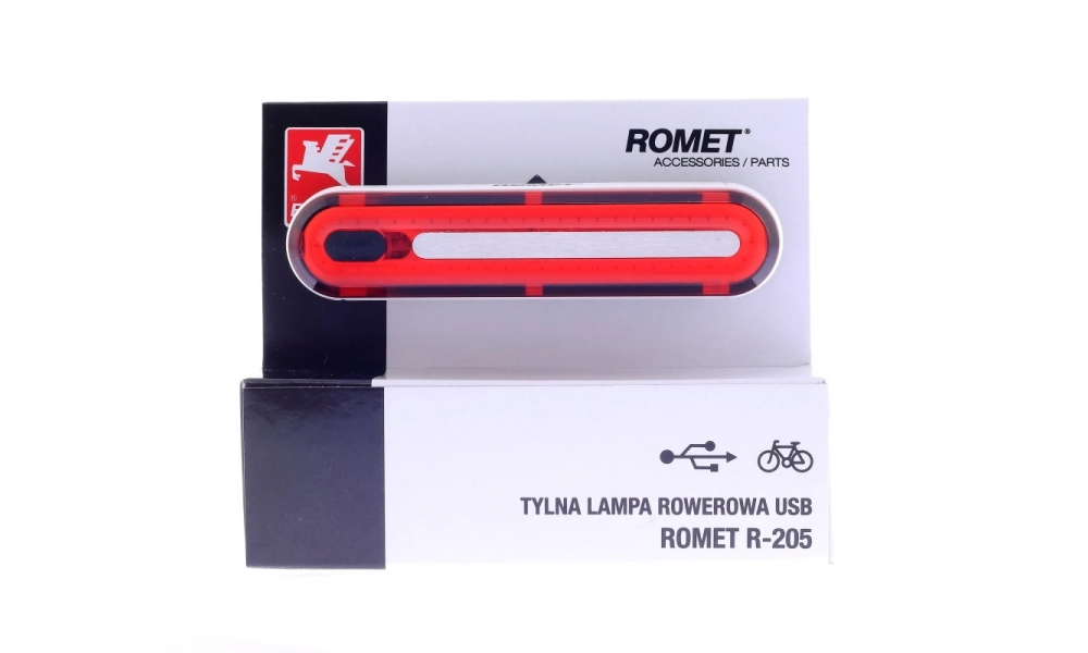 Lampa tył Romet R-205 LED 100lm USB biała 6085T