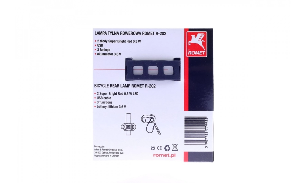 Lampa tył Romet R-202 2-LED USB
