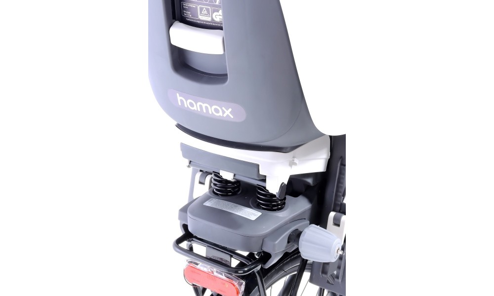 Fotelik Hamax Caress na bagażnik z reg. oparcia szaro-biało-czarny