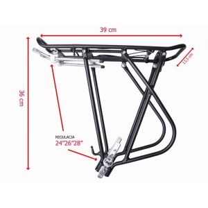 Bagażnik tył regul. 24"-26"-28" alu czarny do sakw 2