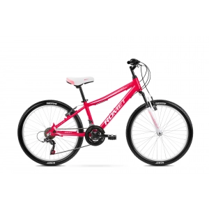 Rower młodzieżowy Romet Jolene 24 2023 - malinowo-różowo-biały