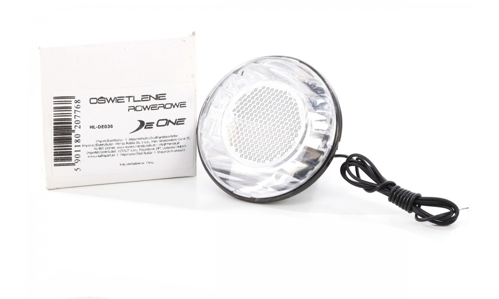 Lampa przód De-One na dynamo plast. 6V/2,4W