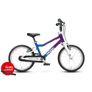 Rower dziecięcy Woom 3 16" 2023 + podpórka Leggie S - niebieski-fioletowy