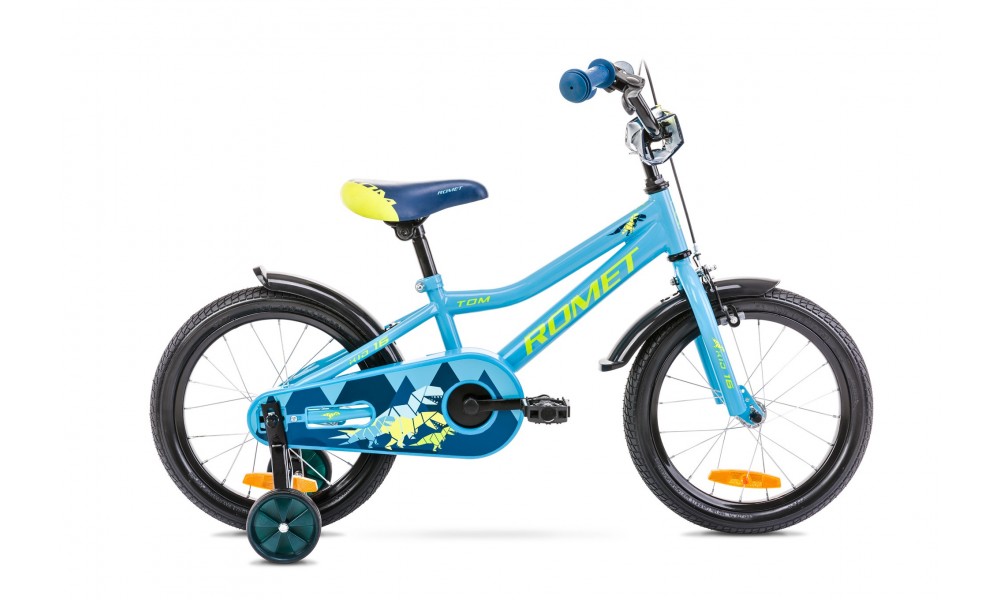 Rower dziecięcy Romet Tom 16  - niebiesko-zielony