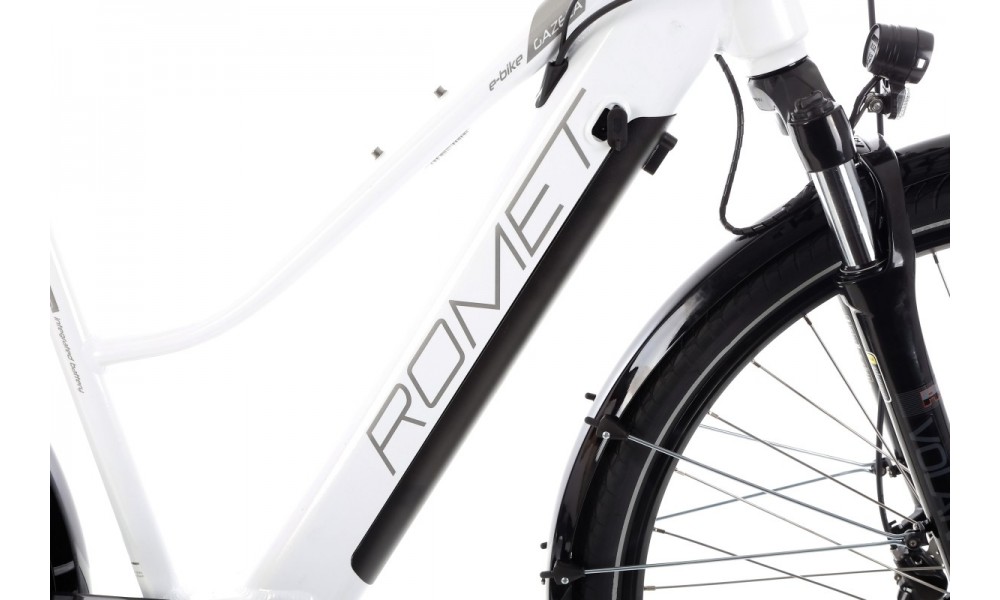 Rower trekkingowy elektryczny Romet Gazela 1MM - biały-grafitowy