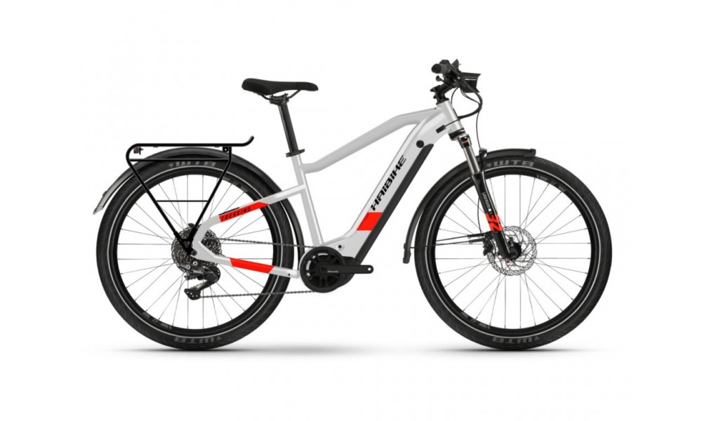 Rower trekkingowy elektryczny Haibike Trekking 7 High - szary-czerwony