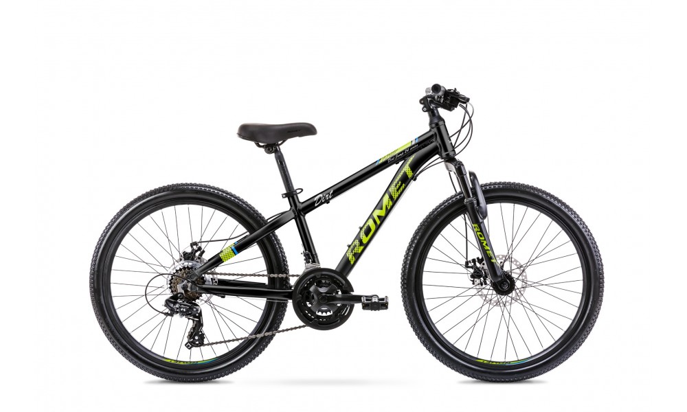 Rower młodzieżowy Romet Rambler Dirt 24 - czarno-limonkowy