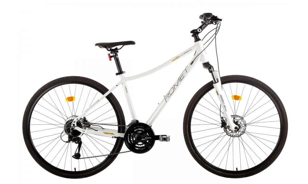 Rower crossowy Romet Orkan 4 D Lite - biało-żółty