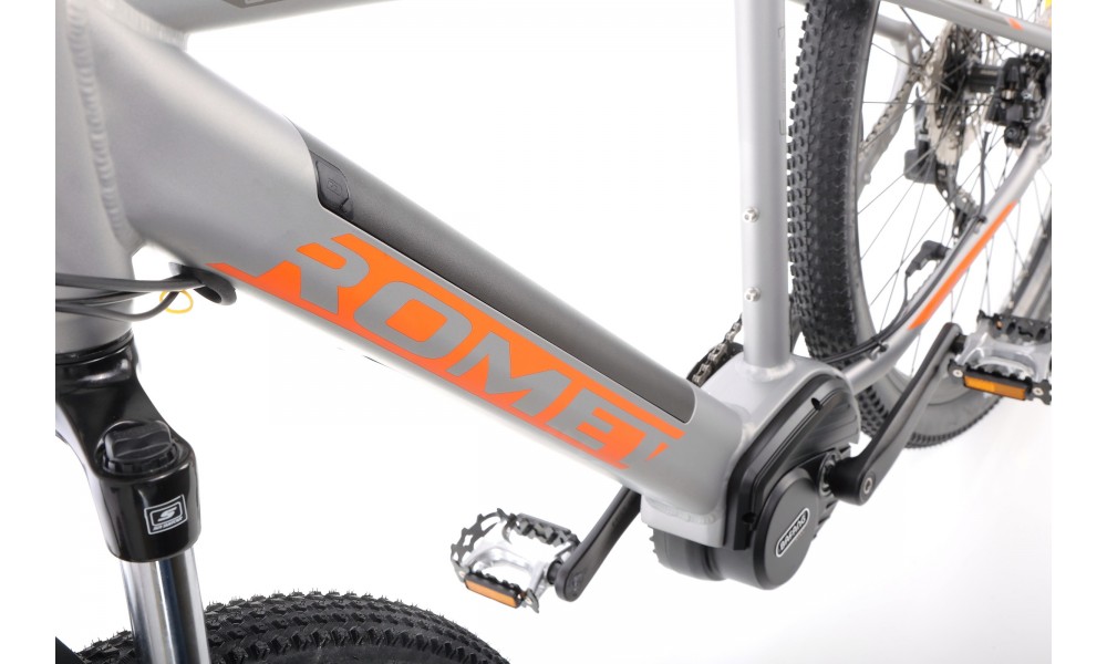 Rower górski elektryczny Romet E-Rambler E9.0 - grafitowo-pomarańczowy