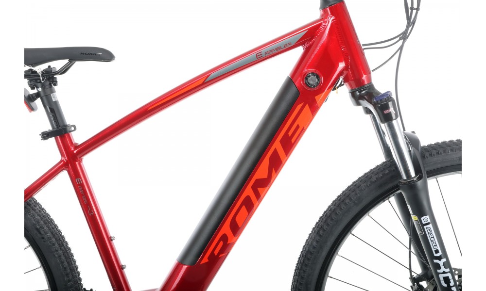 Rower górski elektryczny Romet E-Rambler E9.0 - bordowo-grafitowy