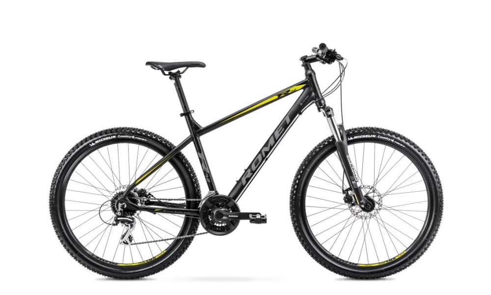 Rower górski Romet Rambler R7.2 - czarno-szaro-żółty