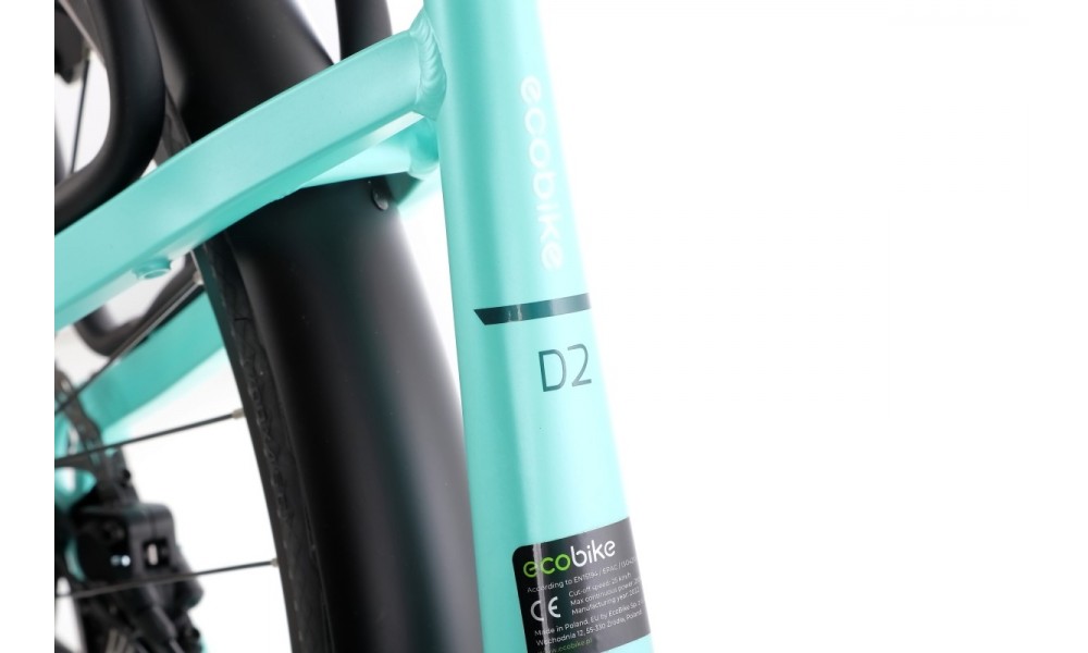 Rower trekkingowy elektryczny Ecobike D2 - miętowy