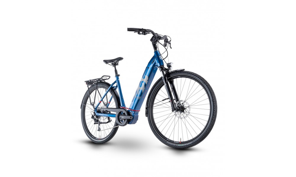 Rower miejski elektryczny Husqvarna Gran City 3 Wave - niebieski-czerwony