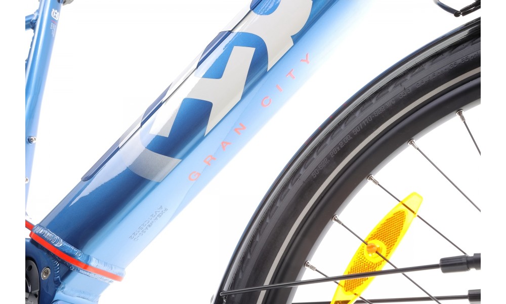 Rower miejski elektryczny Husqvarna Gran City 3 Wave - niebieski-czerwony