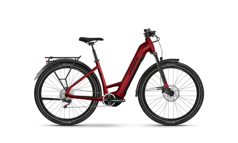 Rower trekkingowy elektryczny Haibike Trekking 5 Low - czerwono-czarny