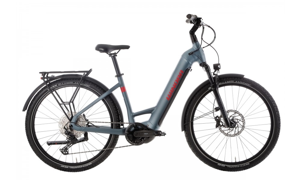 Rower trekkingowy elektryczny Winora Yucatan X12 Low - niebiesko-szary