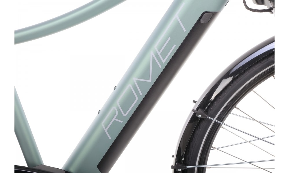 Rower trekkingowy elektryczny Romet Orkan RM 2 D Integrated - pistacjowo-łososiowy