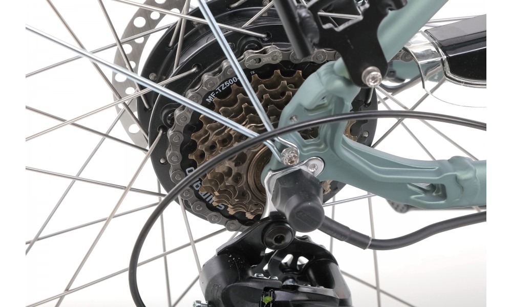 Rower trekkingowy elektryczny Romet Orkan RM 2 D Integrated - pistacjowo-łososiowy