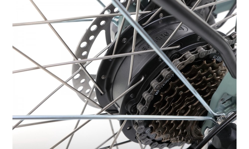 Rower trekkingowy elektryczny Romet Orkan RM 2 D Integrated - pistacjowo-łososiowy