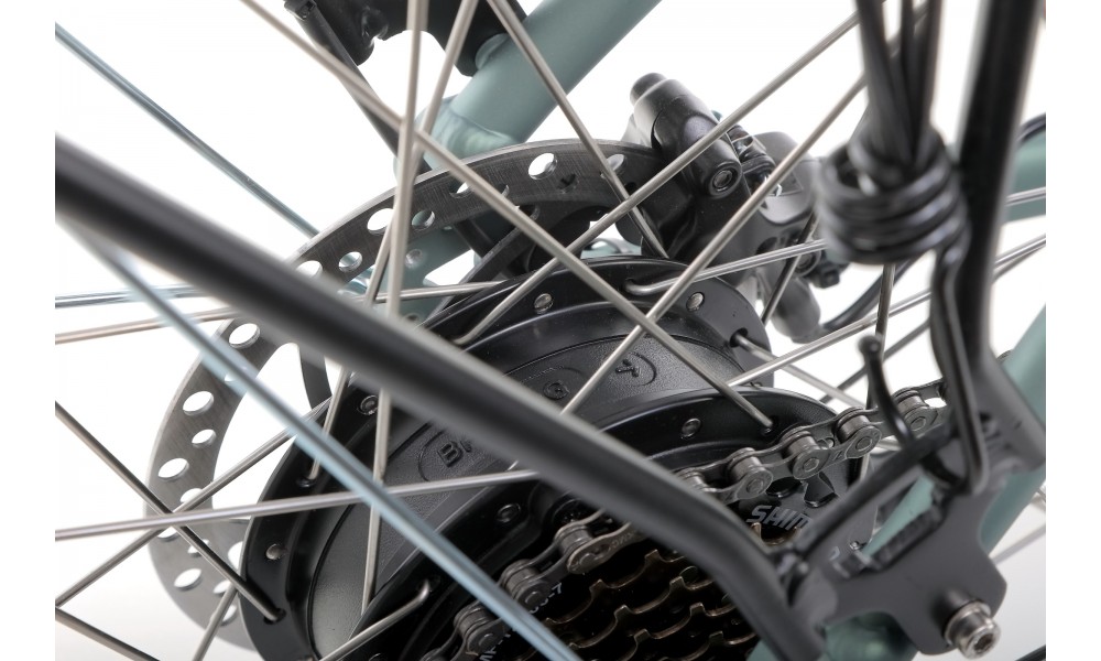 Rower trekkingowy elektryczny Romet Orkan RM 2 D Integrated - pistacjowo-łososiowy