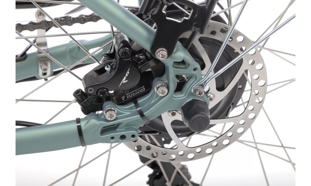 Rower trekkingowy elektryczny Romet Orkan RM 2 D Integrated - pistacjowo-łososiowy