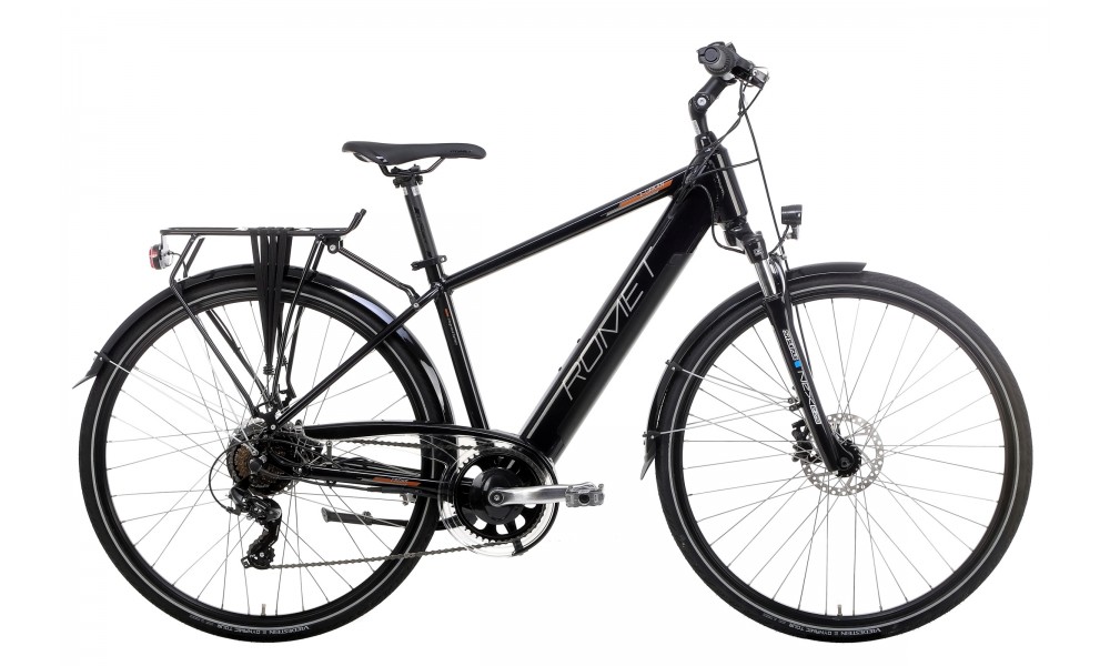 Rower trekkingowy elektryczny Romet Orkan RM 2 M Integrated - czarny