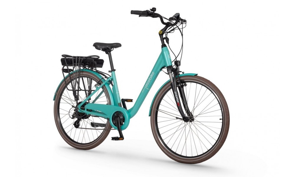 Rower miejski elektryczny Ecobike Traffic 14,5Ah - miętowy