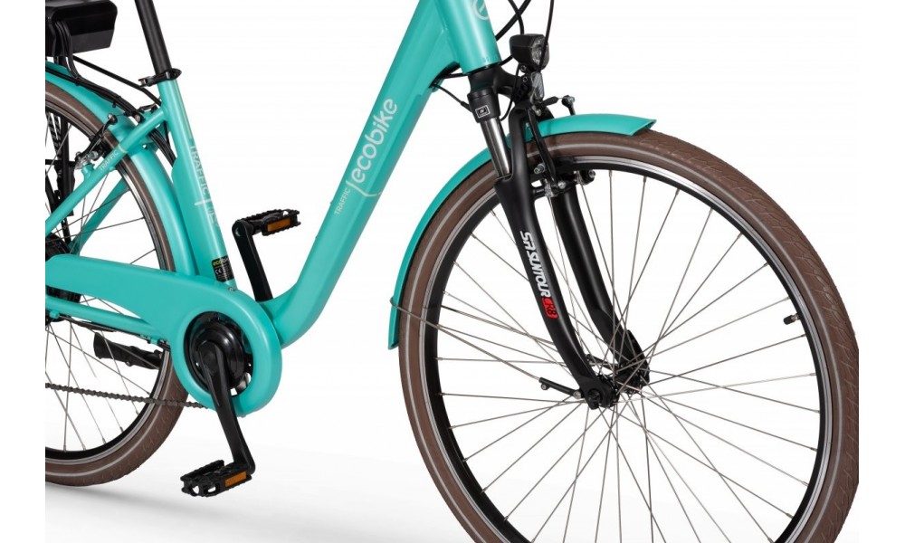 Rower miejski elektryczny Ecobike Traffic 14,5Ah - miętowy