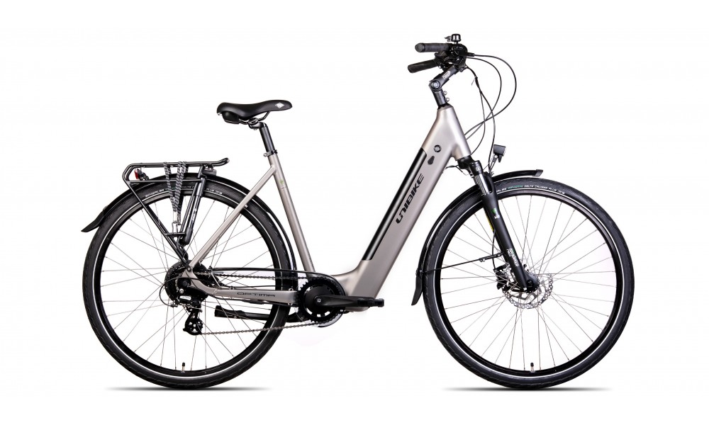 Rower miejski elektryczny Unibike Optima 2024 - grafitowy