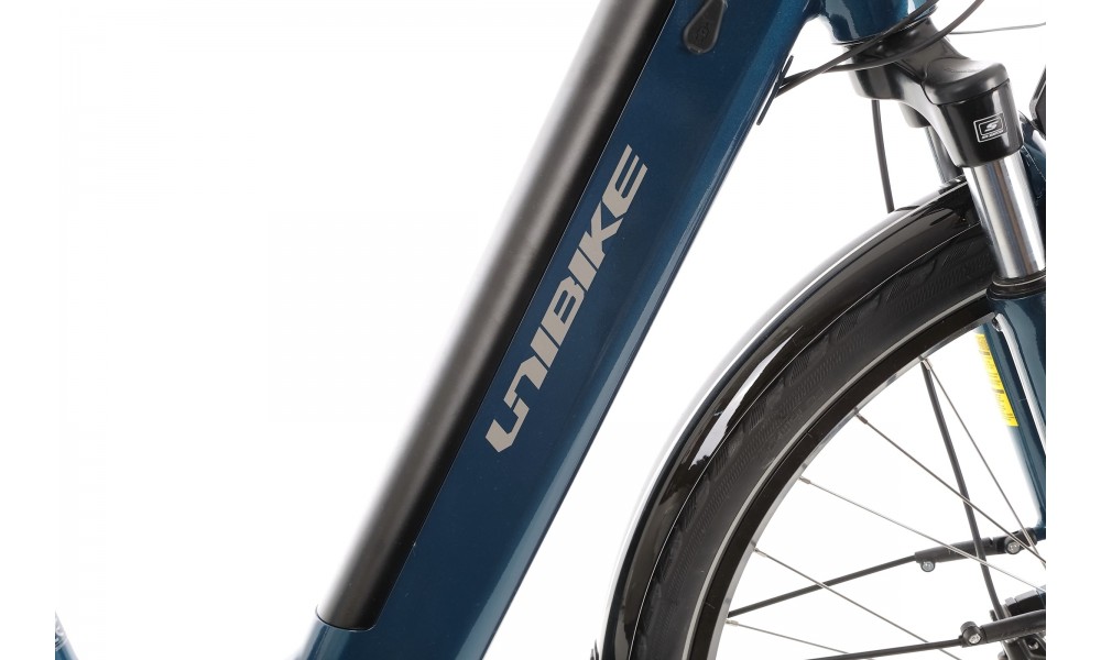 Rower miejski elektryczny Unibike Optima 2024 - niebieski