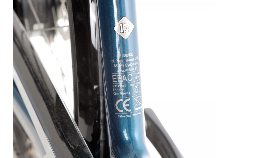 Rower miejski elektryczny Unibike Optima 2024 - niebieski