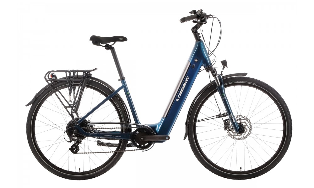 Rower miejski elektryczny Unibike Optima 2024 - niebieski