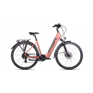 Rower miejski elektryczny Unibike Optima 2024 - koralowy