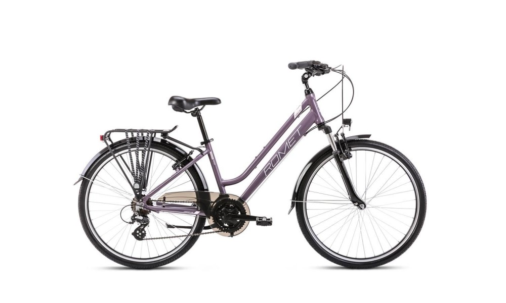 Rower trekkingowy Romet Gazela 26 1 2024 - różowy-biały