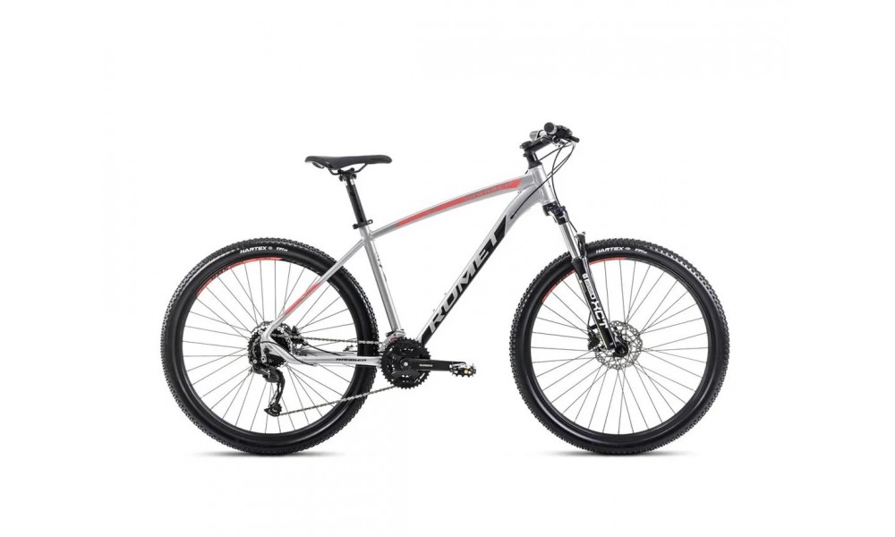 Rower górski Romet Rambler R7.4 2024 - srebrno-czerwono-grafitowy