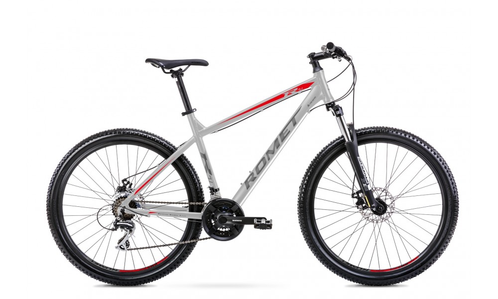 Rower górski Romet Rambler R7.1 2024 - srebrno-czerwono-grafitowy