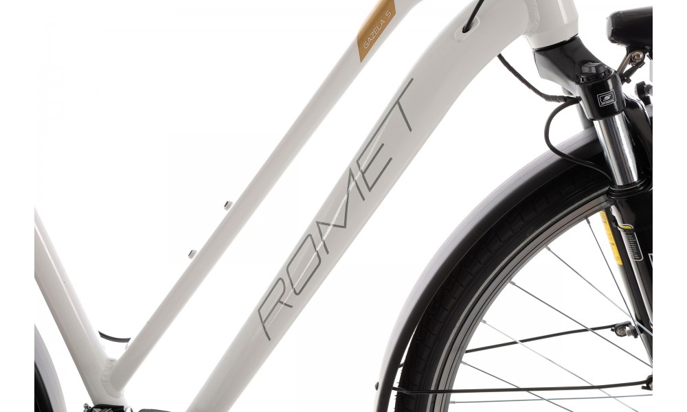 Rower trekkingowy Romet Gazela 5 2024 - biało-złoty