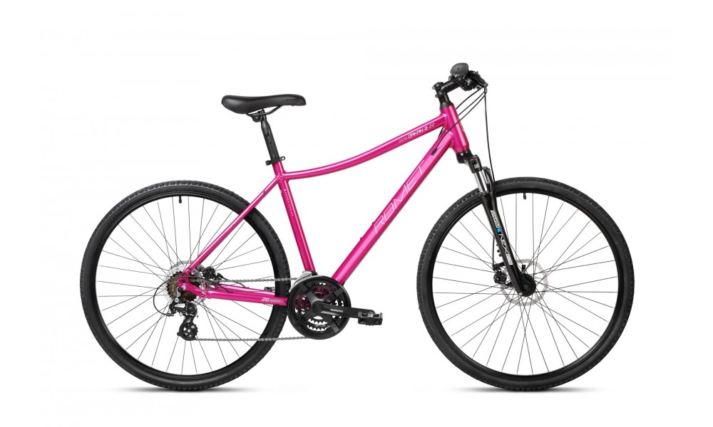 Rower crossowy Romet Orkan 2 D 2024 - różowo-biało-jasnografitowy