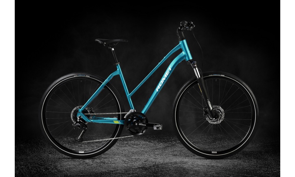 Rower crossowy Romet Orkan 5 CS D 2024 - turkusowy-limonkowy