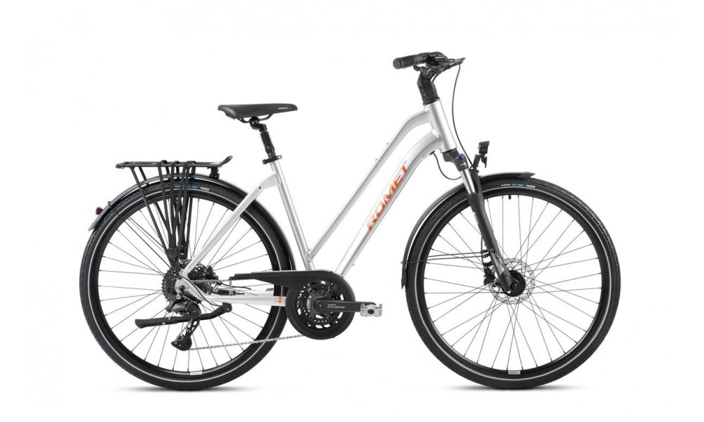 Rower trekkingowy Romet Gazela 6 CS 2024 - srebrny-pomarańczowy