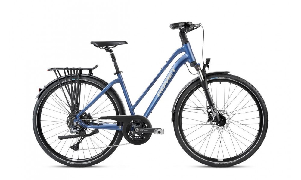 Rower trekkingowy Romet Gazela 7 CS 2024 - granatowo-beżowy